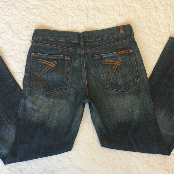 7 For All Mankind Dark Blue Flare Jeans - Picture 4 of 6